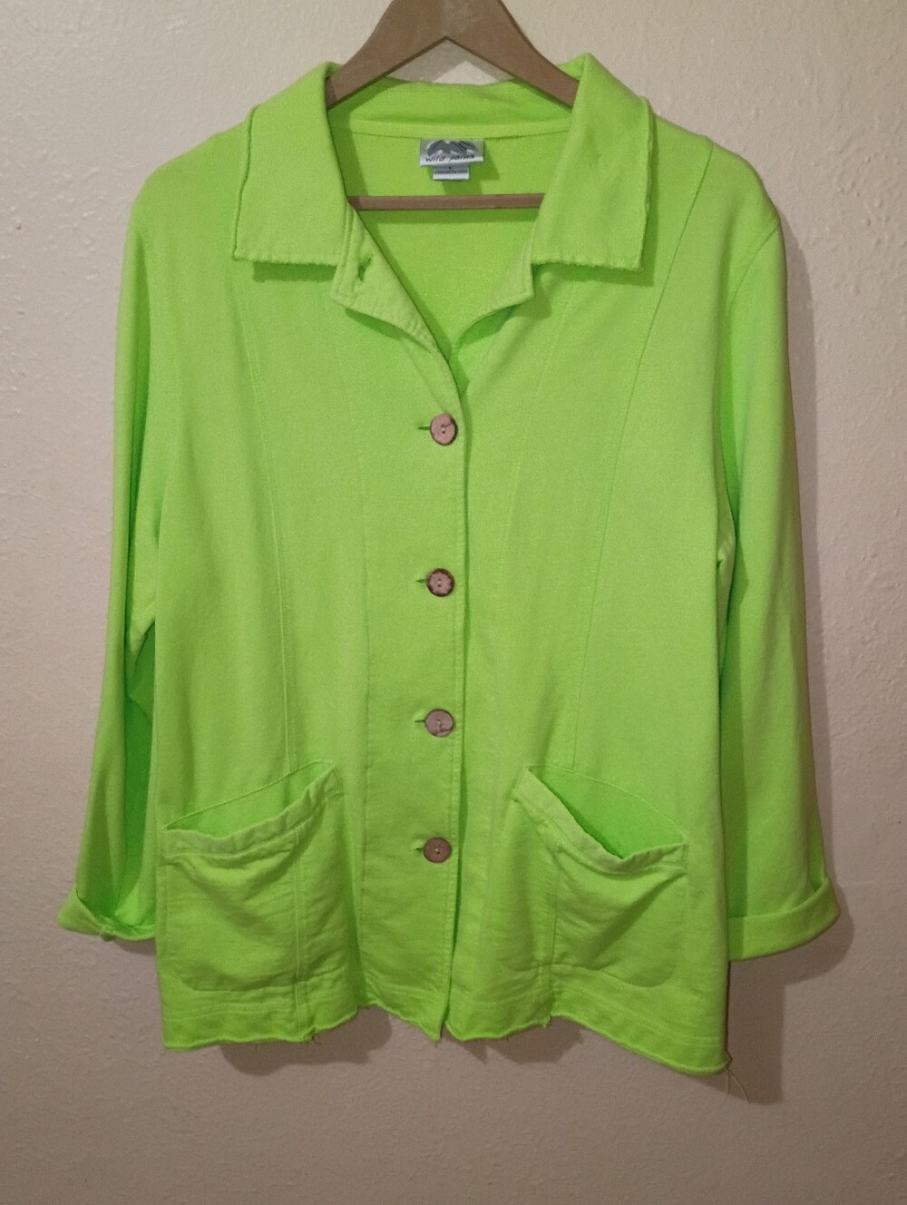 Wild Palms Size Large Lime Green Button Front Jacket